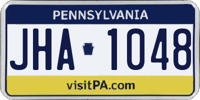 PA license plate JHA1048