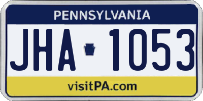 PA license plate JHA1053