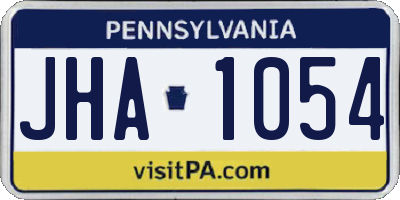 PA license plate JHA1054