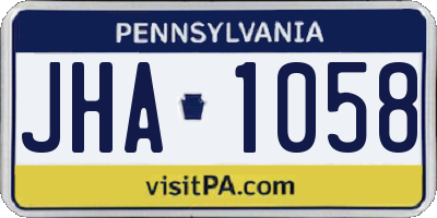 PA license plate JHA1058