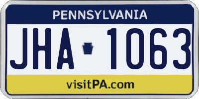 PA license plate JHA1063