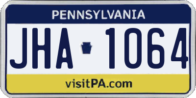 PA license plate JHA1064