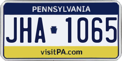 PA license plate JHA1065