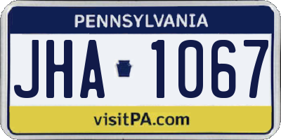 PA license plate JHA1067