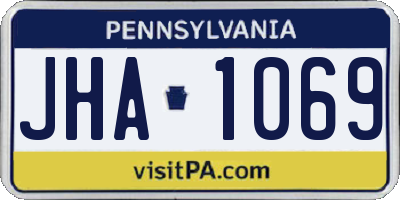 PA license plate JHA1069