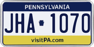 PA license plate JHA1070