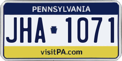 PA license plate JHA1071