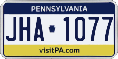 PA license plate JHA1077