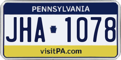 PA license plate JHA1078