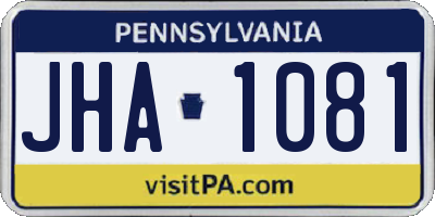 PA license plate JHA1081