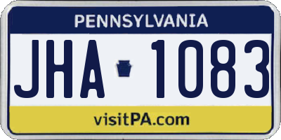 PA license plate JHA1083