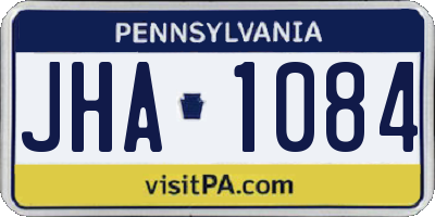 PA license plate JHA1084