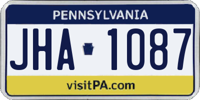 PA license plate JHA1087