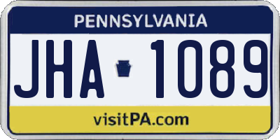 PA license plate JHA1089