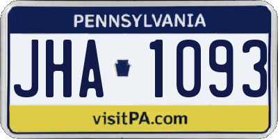PA license plate JHA1093