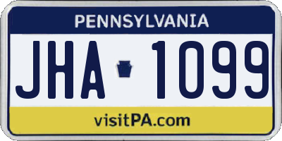 PA license plate JHA1099
