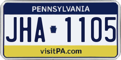 PA license plate JHA1105