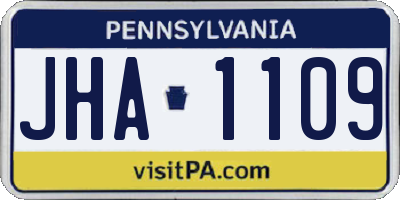 PA license plate JHA1109