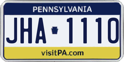 PA license plate JHA1110