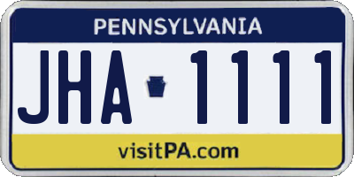PA license plate JHA1111