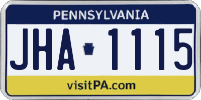 PA license plate JHA1115