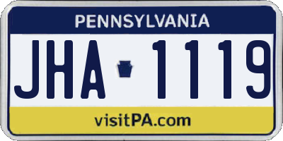 PA license plate JHA1119