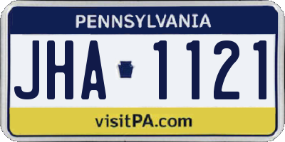 PA license plate JHA1121