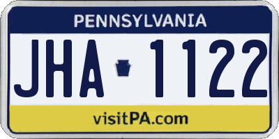 PA license plate JHA1122
