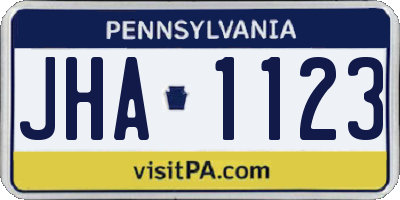 PA license plate JHA1123