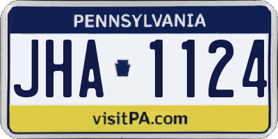PA license plate JHA1124
