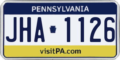 PA license plate JHA1126
