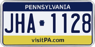 PA license plate JHA1128