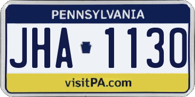 PA license plate JHA1130