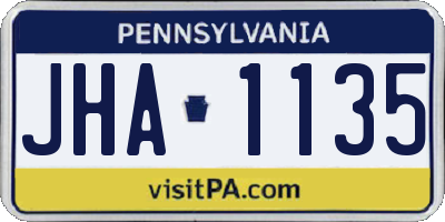 PA license plate JHA1135