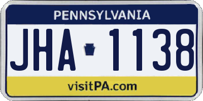 PA license plate JHA1138