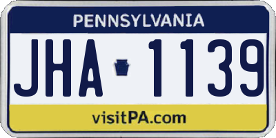 PA license plate JHA1139