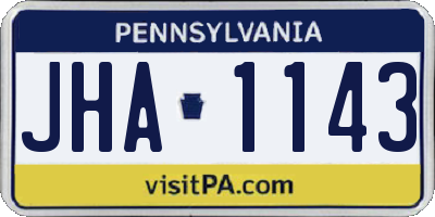 PA license plate JHA1143