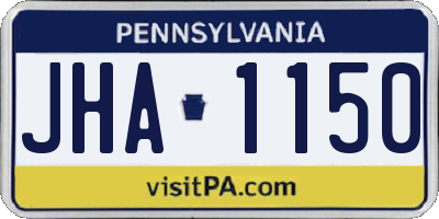 PA license plate JHA1150