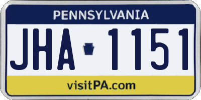 PA license plate JHA1151