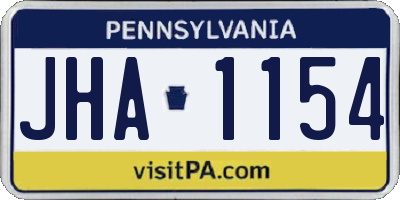PA license plate JHA1154