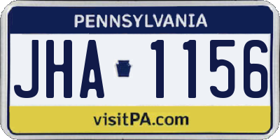 PA license plate JHA1156