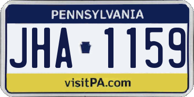 PA license plate JHA1159
