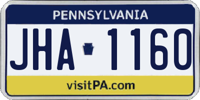 PA license plate JHA1160
