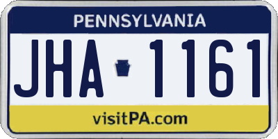 PA license plate JHA1161