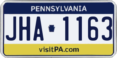 PA license plate JHA1163