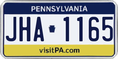 PA license plate JHA1165