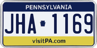 PA license plate JHA1169