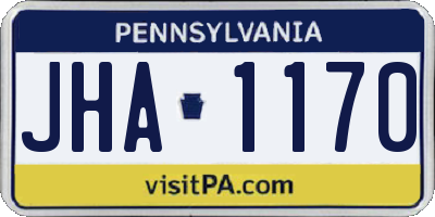 PA license plate JHA1170