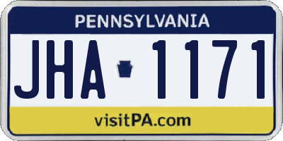 PA license plate JHA1171