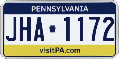 PA license plate JHA1172